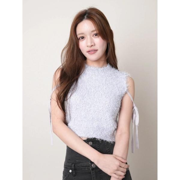 ドロップリボンサマーシャギーノースリニット