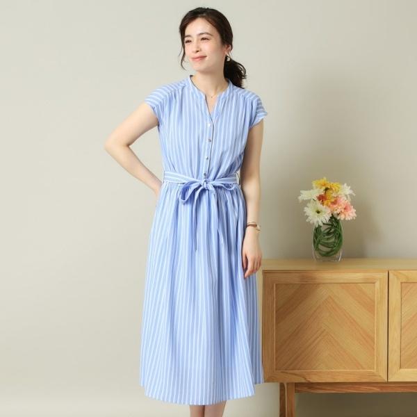 【UVケア／吸水速乾／洗濯機OK／洗濯後しわになりにくい】麻調合繊ワンピース＜ラク服シリーズ＞