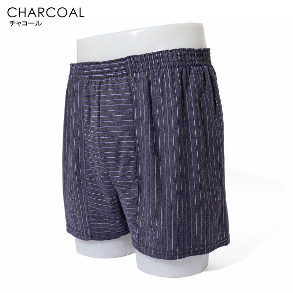 【男のちょい漏れ対策に】MORESCE モレスキュー 先染 前開き ストライプ ニットトランクス