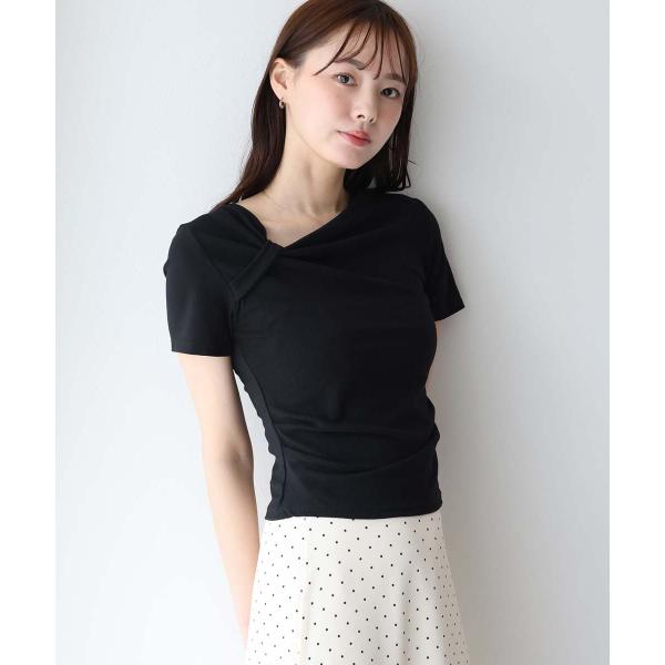 半袖アシメドレープTシャツ