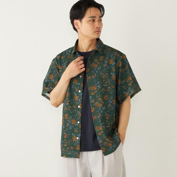 SHIPS Colors:〈洗濯機可能〉メッシュ 総柄 プリント シャツ