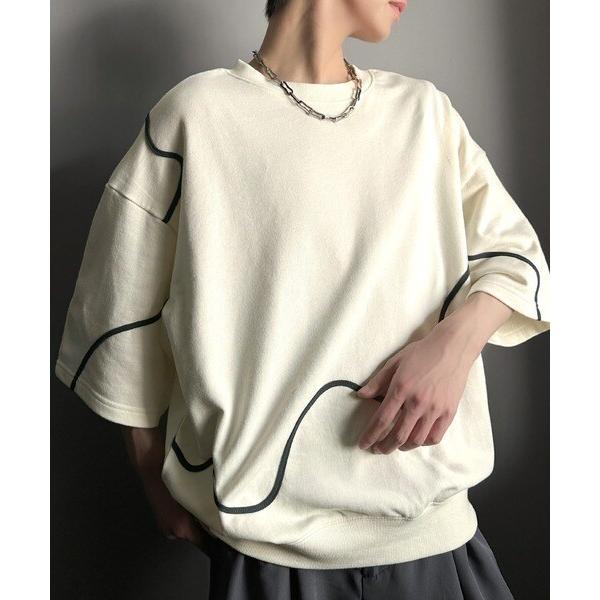 春夏の新定番！ウェーブコード刺繍ハーフスリーブpaeanトップス