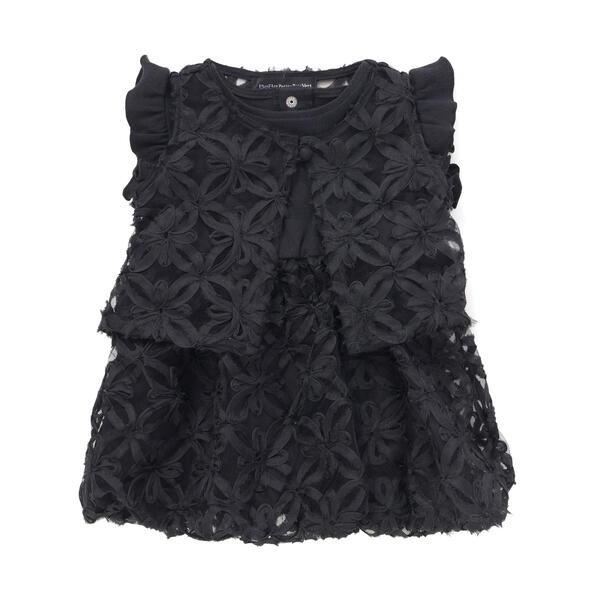 立体花レースノースリーブカーディガン+バルーンスカートワンピースセットベビー(80~90cm)