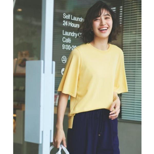 《6色展開S-LLサイズ》フレアスリーブニット【UV接触冷感抗ピル洗濯機洗い可】