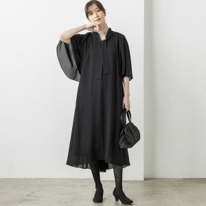 【喪服】【洗える】ブラックワンピース/礼服/卒...の詳細画像1