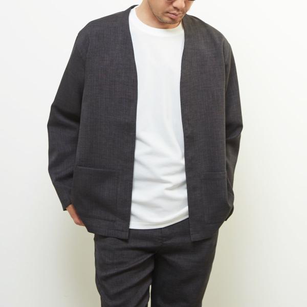 【MASTER FRAME/マスターフレーム】リネンキャンバス釦レスカーディガン