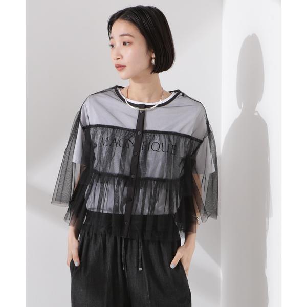 チュールティアードブラウス