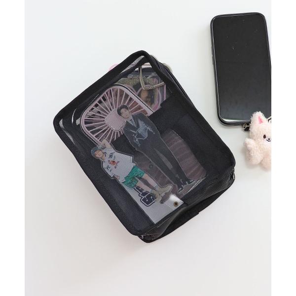 【軽量/収納力/プレゼント】メッシュスクエアポーチ縦型