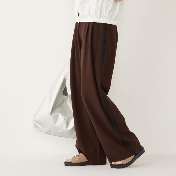 SHIPS Colors:〈手洗い可能〉カット ジョーゼット サイドライン パンツ