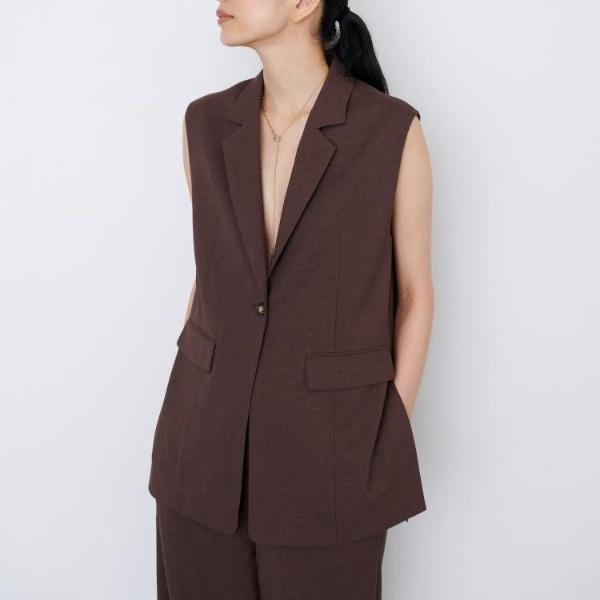 【セットアップ対応】リネンライクジレジャケット【カセット服通勤・オフィス】