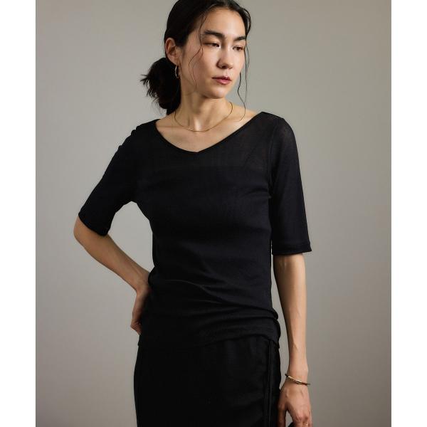 nu=layerジェントルVネックシアーTシャツ