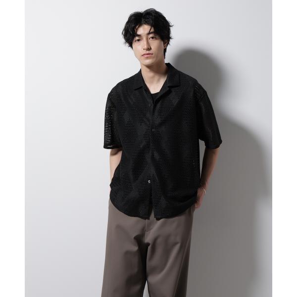 ダイヤレース オープンカラーシャツ