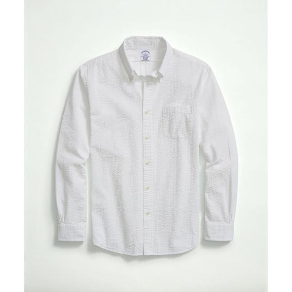 ストレッチコットン シアサッカー ソリッド カジュアルシャツ Regular Fit