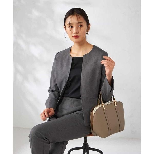 【洗える/イージーケア/吸水速乾/ストレッチ】梳毛調キーネックジャケット