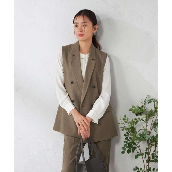 【洗える/イージーケア/吸水速乾/ストレッチ】梳毛調ダブルジレ