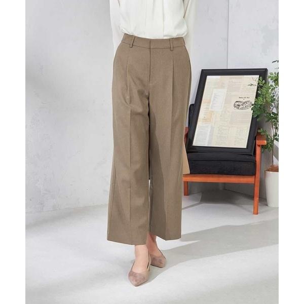 【洗える/イージーケア/吸水速乾/ストレッチ】梳毛調ワイドパンツ