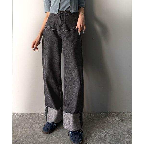 《JaVa ジャバコラボ》新感覚な大人デニム。ロールアップフロントポケットワイドデニムパンツ