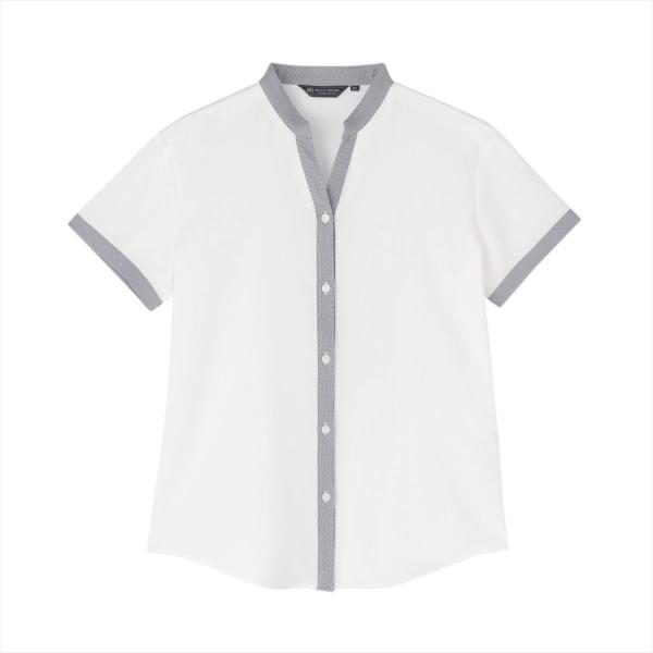 【COFREX】  配色スキッパーブラウス 半袖 レディースデザインシャツ