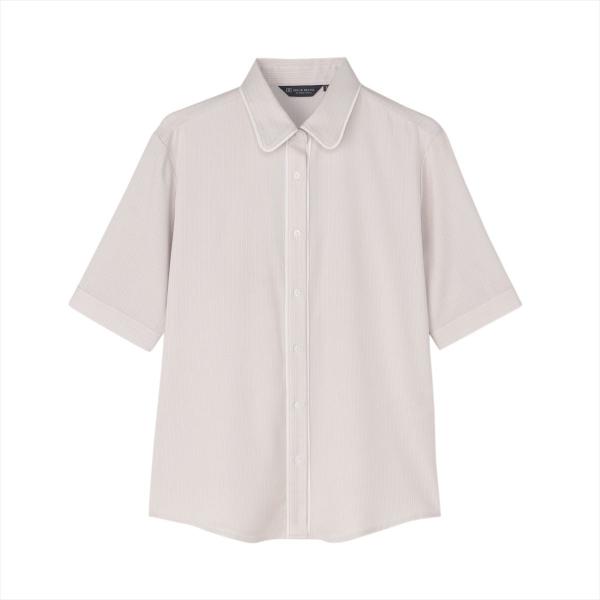 【COFREX】  前立パイピングブラウス 五分袖 レディースデザインシャツ