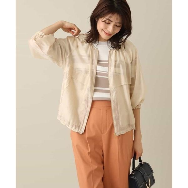 【マシンウォッシャブル/接触冷感】ノーカラーシアーブルゾン