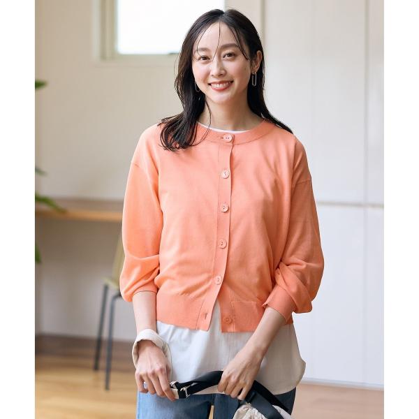 【洗濯機可/アンチピリング/接触冷感】シアークルーネックカーディガン