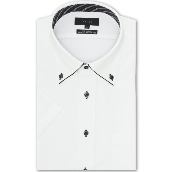 【ストレッチ】【ノーアイロン】【吸水速乾】タカキュー ボタンダウン ビジネスドレス半袖ニットシャツ
