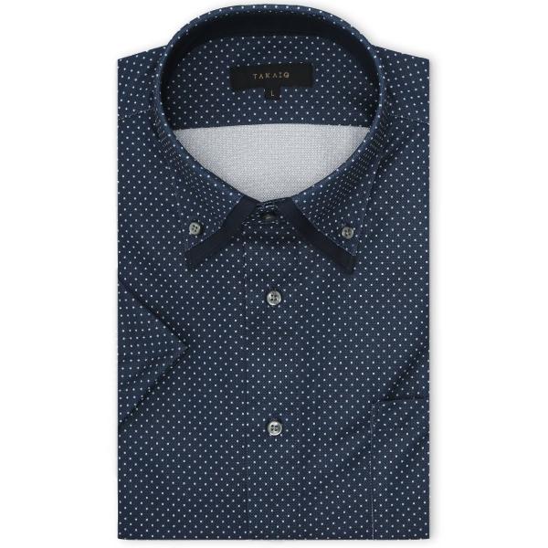 【ストレッチ】【ノーアイロン】【吸水速乾】タカキュー ボタンダウン ビジネスドレス半袖ニットシャツ