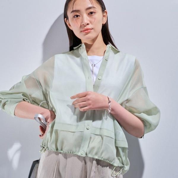 【洗える／ドロスト付】トレンドシアーシャツ