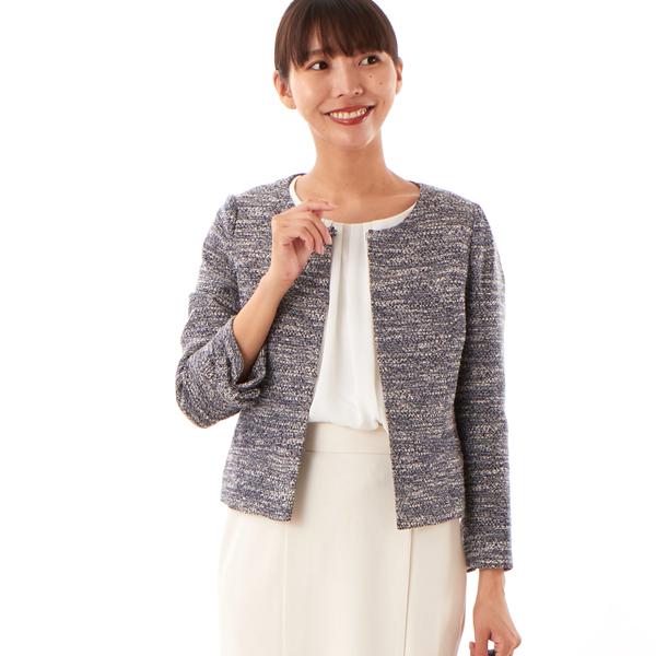 ミックスツィードノーカラージャケット