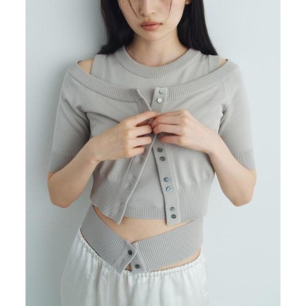 design knit short cardigan