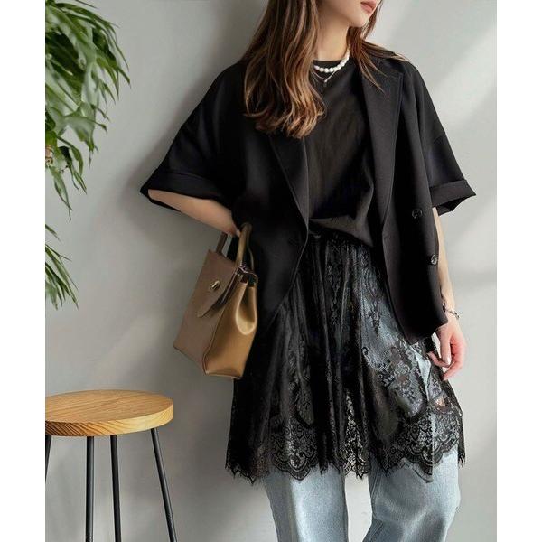 《JaVaジャバコラボ》１枚で旬な着こなし♪レースコンビチュニックTシャツワンピース