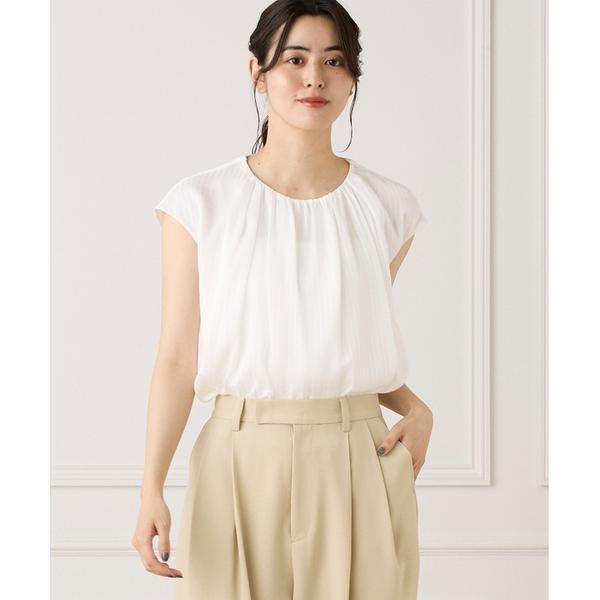 《大きいサイズ》シアーストライプブラウス