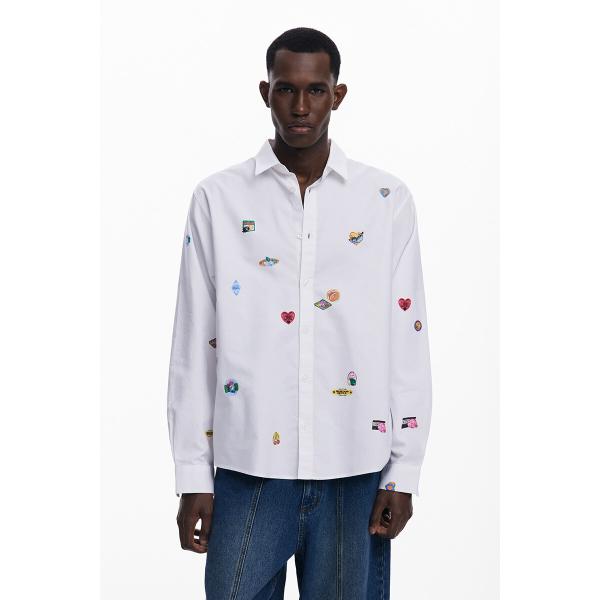 【4サイズ展開/S/XL】モチーフプリント長袖シャツ