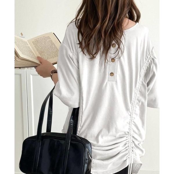 《JaVaジャバコラボ》アレンジを楽しむ。前後2wayヘンリーネックドロストチュニックＴ(半袖)