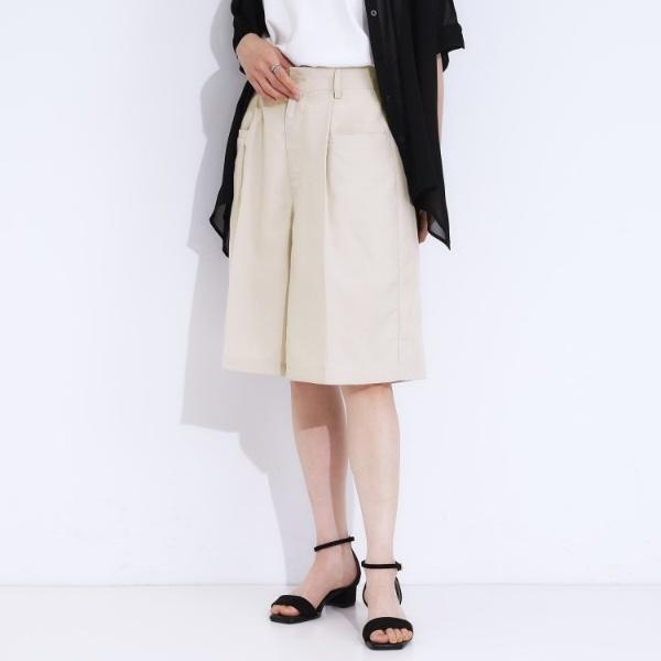 【S-LL】大人のための 麻調タックハーフパンツ