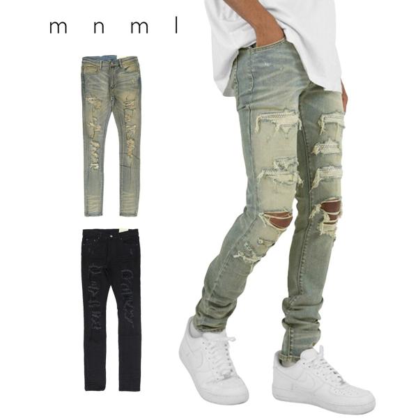 【mnml】X201 RHINESTONE SKINNY DENIM [I]