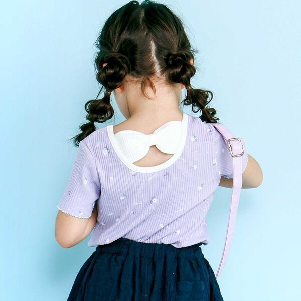 花柄バックリボンTシャツ(80~130cm)