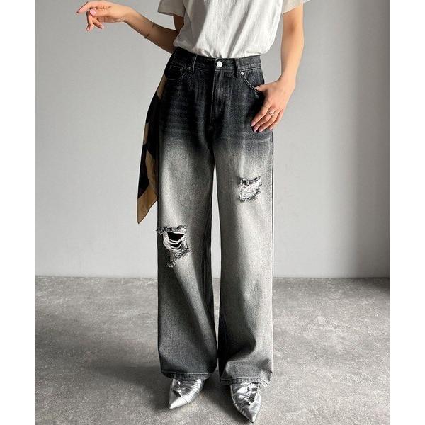 《JaVaジャバコラボ》2トーンブリーチの魔法。2トーンブリーチ切り替えダメージワイドデニム