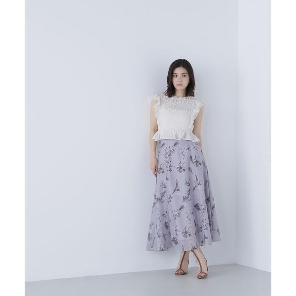 シアーフラワープリントフレアスカート