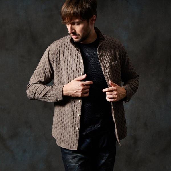 カラーコーティングスタンドカラーシャツ