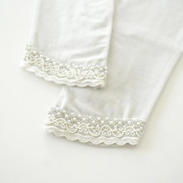 L033　指先パールレース　UVアームカバー手袋　ロングサイズ