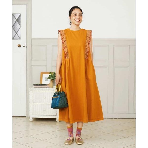 Hiedra 刺繍フリル付きノースリーブワンピース