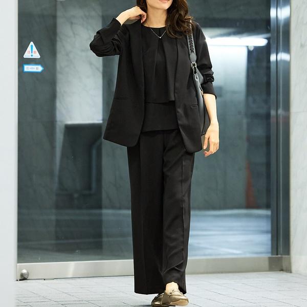 【２点セットアップ/エニデイカセット・サマー】ジョーゼット ジャケット＆パンツセ