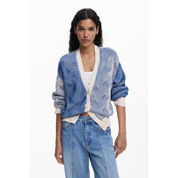 【5サイズ展開/XS/XL】バイカラーニットカーディガン