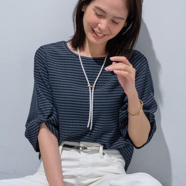 【UVケア／吸汗速乾】凹凸素材ねじり袖トップス