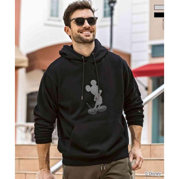 1PIU1UGUALE3 RELAX ミッキーマウス グラデーションラインストーンスウェットパーカー