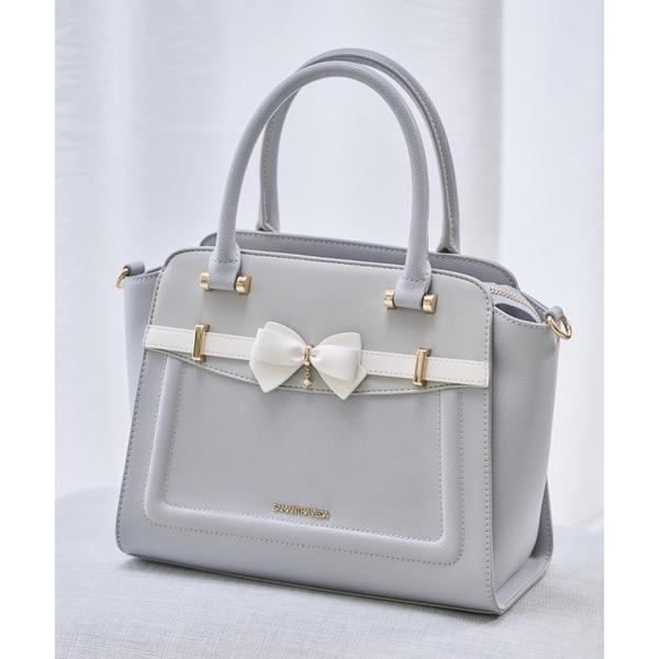 バイカラーアクセントリボンハンドバッグ