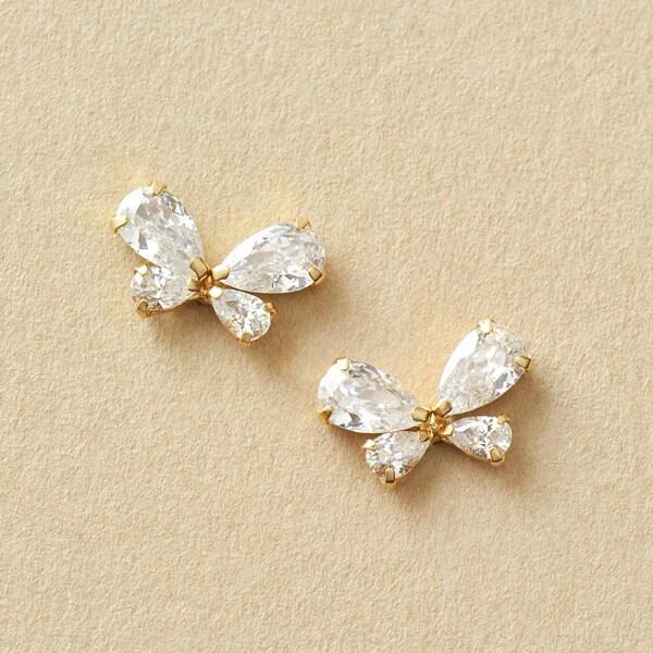 K10 バタフライ ワンポイントピアス( YG)