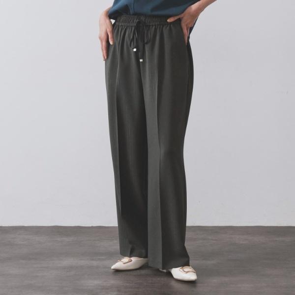 ラメストライプイージーワイドパンツセットアップ可【洗濯機洗い可防シワ吸水速乾】