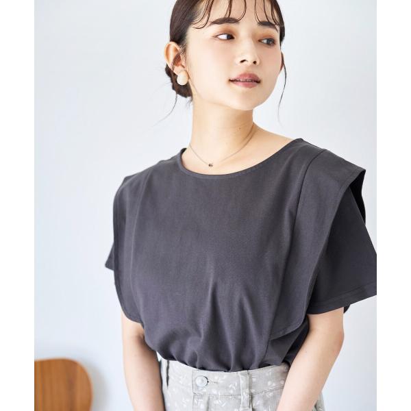 【mil (ミル)】ラッフルショルダーTシャツ 【コットン100%】